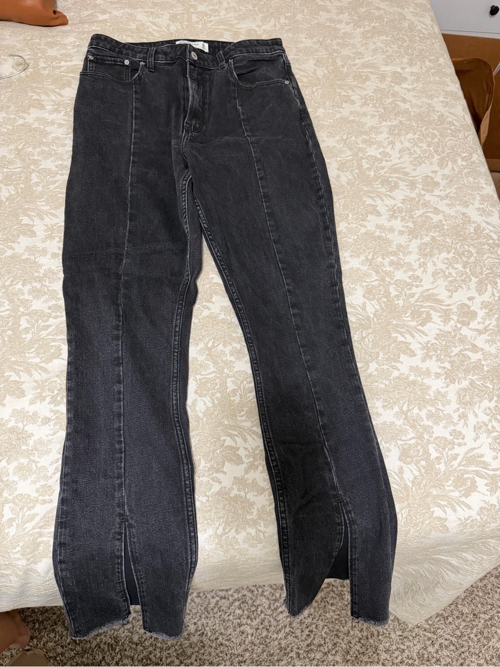 Abercrombie high rise Black Women's Jeans with Front Slit Detail